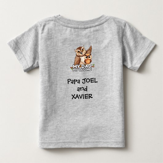 Baby T-shirt: Mijn vader Mijn oude ik (grijs) (Achterkant)