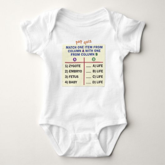 Baby t-shirt or one-piece. (Voorkant)