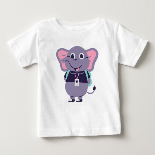 Baby T-shirt van fijne jersey met olifantprint (Voorkant)