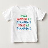 Baby T-shirt: Wat gebeurt er bij oma (Voorkant)