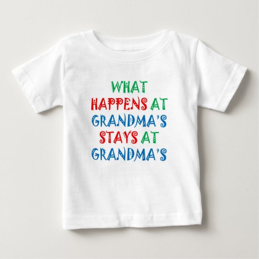 Baby T-shirt: Wat gebeurt er bij oma (Voorkant)