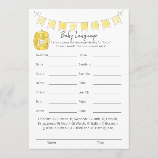 Baby Taal Spel Teddy Bear Kaart (Voorkant)