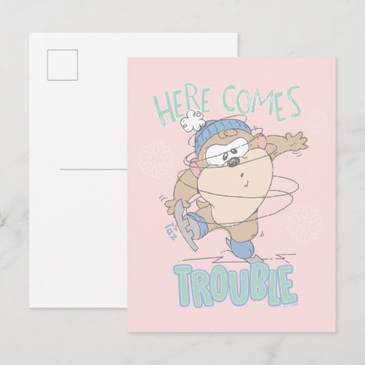 Baby TAZ™ Winterschaatsen Briefkaart (Voorkant / Achterkant)