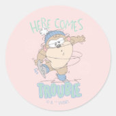 Baby TAZ™ Winterschaatsen Ronde Sticker (Voorkant)