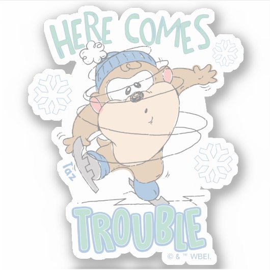 Baby TAZ™ Winterschaatsen Sticker (Voorkant)