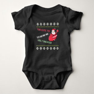 Baby Te stutten om een Ugly Sweater Santa te Draag Romper