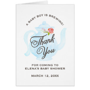 Baby Tea Party   Baby shower Hartelijk dank   Blau