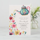 Baby Tea Party Douche Kaart (Staand voorkant)