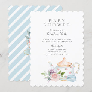  Baby Tea Party French Macaron & Floral Kaart