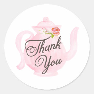 Baby Tea Party Roze Dank u Favor Sticker
