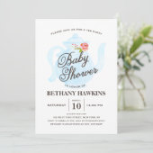 Baby Tea Party | uitnodiging tot baby shower | bla (Staand voorkant)