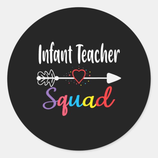Baby Teacher Squad Plezier Terug naar School Teach Ronde Sticker (Voorkant)