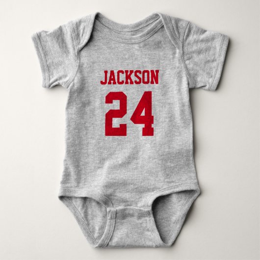 Baby Team Jersey Number en Monogram Romper (Voorkant)