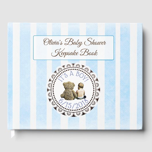 Baby & Teddy Bear Baby shower Guestbook Keepsake Gastenboek (Voorkant)