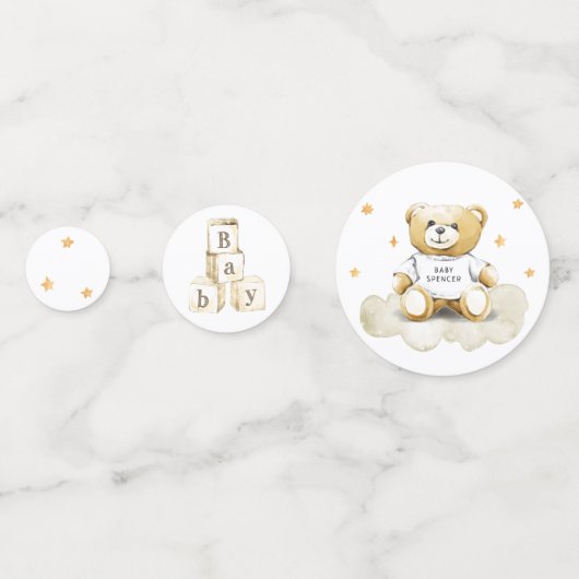 Baby Teddy Bear Baby shower Table Confetti (Achterkanten)
