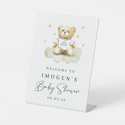 Baby Teddy Bear Baby shower Welkomstbord Reclamebord Met Voetstuk (Voorkant)