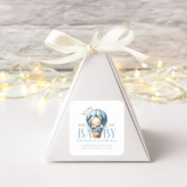 Baby Teddy Bear Blue Ballon Boy Vierkante Sticker