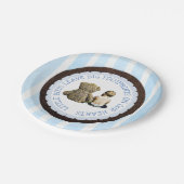 Baby & Teddy Bear Boy Baby shower Papieren Borden Papieren Bordje (Gekanteld)