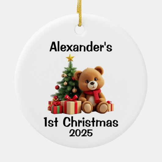 Baby Teddy Bear Christmas Keramisch Ornament (Achterkant)