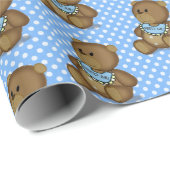 Baby Teddy Bear met Bib Wrapping Paper Cadeaupapier (Rol Hoek)