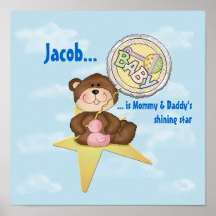 Baby Teddy Bear op een ster Poster