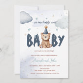 Baby Teddy Bear Stars Clouds Baby shower Kaart (Voorkant)