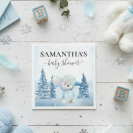 Baby Teddy Bear Winter Blue Servet