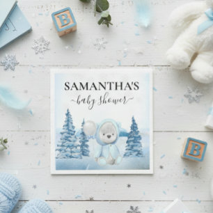 Baby Teddy Bear Winter Blue Servet