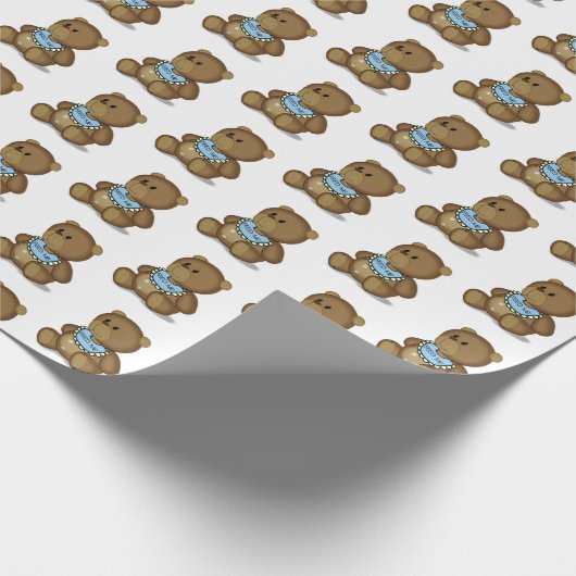 Baby Teddy Bear With Bib Cadeaupapier (Hoek)