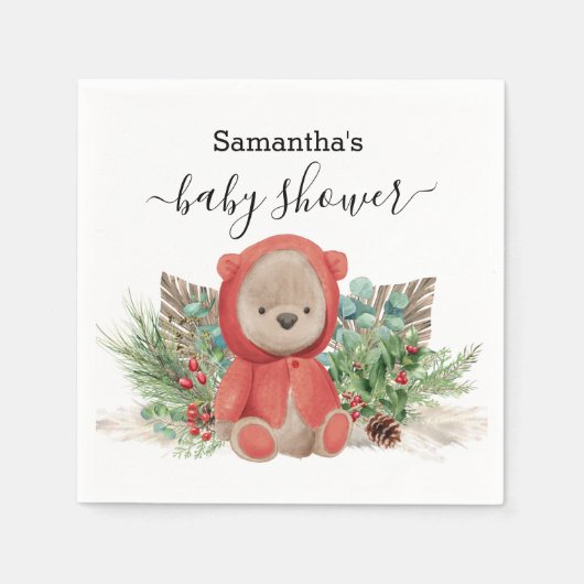 Baby Teddy Beer Kerst Boho Boeket Servet (Voorkant)