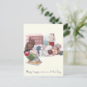 Baby Teddybeer Boek Bal Briefkaart (Staand voorkant)