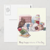 Baby Teddybeer Boek Bal Briefkaart (Voorkant / Achterkant)