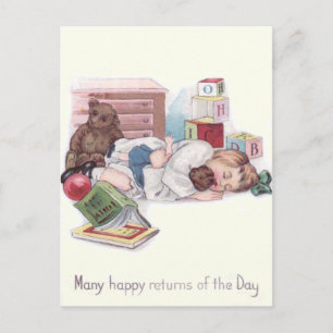 Baby Teddybeer Boek Bal Briefkaart