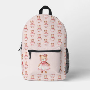 Baby Teddybeer in een roze jurk Bedrukte Rugzak