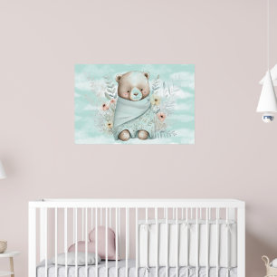 Baby Teddybeer Jongen Ingepakt In Een Deken Poster