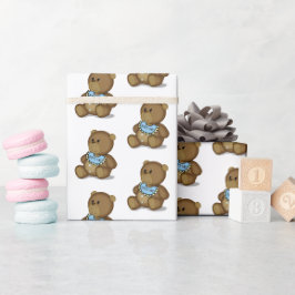 Baby teddybeer met slab cadeaupapier
