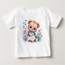 Baby Teddybeer met waterverf bloemen