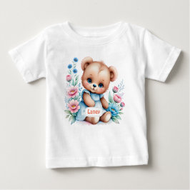 Baby Teddybeer met waterverf bloemen