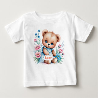 Baby Teddybeer met waterverf bloemen