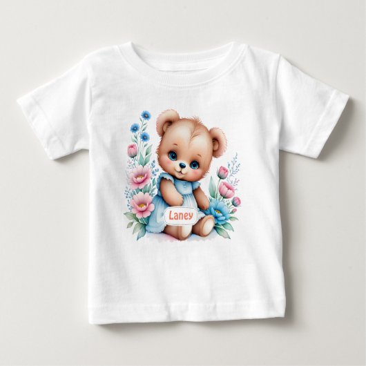 Baby Teddybeer met waterverf bloemen (Voorkant)