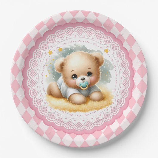 Baby Teddybeer Papieren Bordje (Voorkant)
