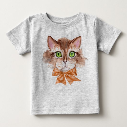Baby Tee Shirt Boy met Kat Face (Voorkant)