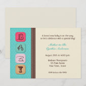 Baby Tekst blokkeert Baby shower Uitnodiging (Voorkant / Achterkant)