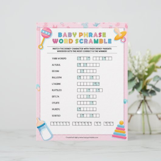 Baby-tekstkramble [Baby roze] Briefhoofd (Staand voorkant)