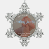 Baby Tenen Jongen 1e Kerstmis Sneeuwvlok Ornament (Voorkant)