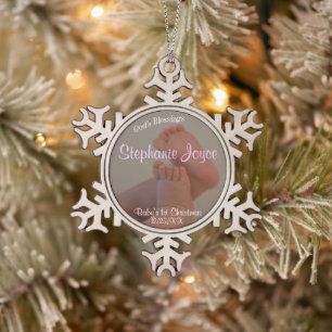 Baby Tenen Meisje 1e Kerstmis Sneeuwvlok Ornament