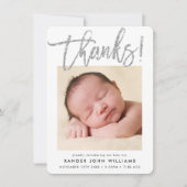BABY THANKS modern minimal script baby foto Bedankkaart (Voorkant)