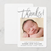 BABY THANKS modern minimal script babyfoto Bedankkaart (Voorkant / Achterkant)
