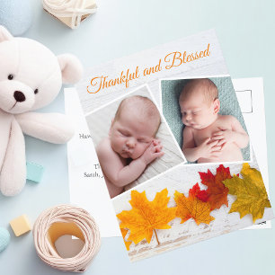 Baby Thanksgiving Newborn Photo Herfst Briefkaart