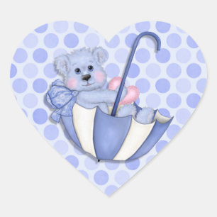 Baby thema paraplu Beer roze polka stippen Hart Sticker